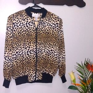 Vintage 90s Silk Molto Fino  Leopard Chore JacketChore /Lightweight Shirt Jacket